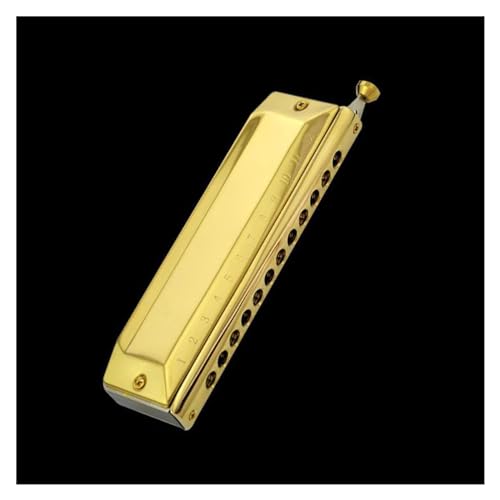 TYCHWZRMV qƑl̃WAgjbNn[jJA 12/16 Holes Chromatic Scale Harmonica C Key Black Gold Professional Mouth Harmonica Playing Music