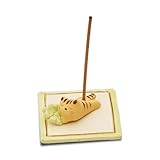 COTONOHA Charming Animal Series Ceramic Incense Holder, Japanese Pottery, Perfect for Relaxation and Concentration, Made in Japan (Four Leaf and Cat)
