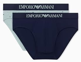 Emporio Armani Herren-Slip, klassischer Muster-Mix, 2er-Pack, Grün, M, grün, M