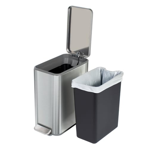 Caneca de basura delgada para baño con tapa y pedal paso a paso miniatura 4