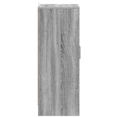 Zapatero gris Sonoma de 92 cm con puertas y soporte de pared para pasillo 7