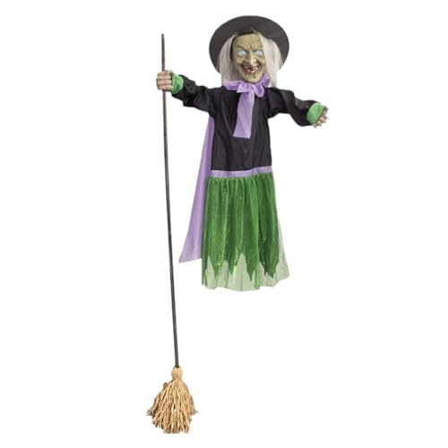 Flying Witch Halloween Decoration - Halloween Props | Garden Flying Witch | Sound and Touch Sensor Animated Festive Decoration Props for Patio Garden Activities Gathering Party Outdoor Festival