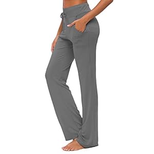 Women’s Yoga Trousers with Pockets Wide Leg Drawstring Loose Straight Lounge Running Workout Modal Trousers Active Leisure Jogging Bottoms