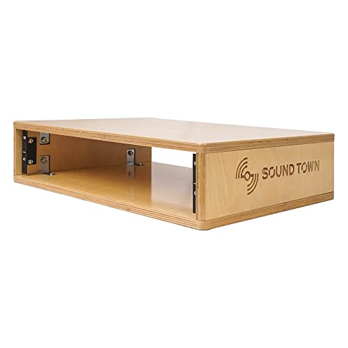 Image of Sound Town DIY 2U Studio Rack with Solid Baltic Birch Plywood, Golden Oak for Recording Room, Home Studio (SDRK-Y2)