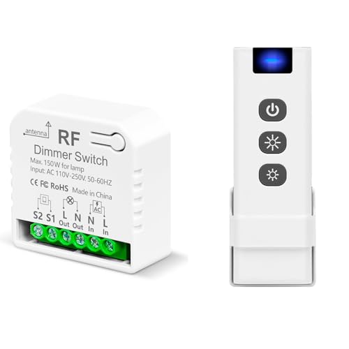 Kabelloser Dimmer Funk Lichtschalter Mit Fernbedienung, Tedeligo AC230V Dimmbare Schaltersteuerung Für LED Und Halogen 10W–150W, Kompatibel Mit Wandpaneel-Dimmerschaltern (kein WLAN Erforderlich)