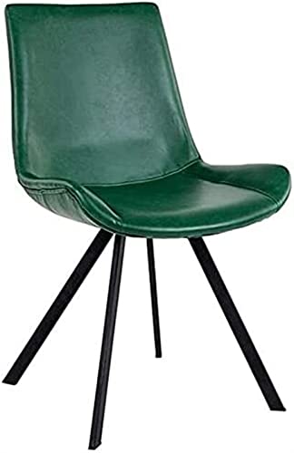 SJIALEN Modern Modern Dining Chair, Carbon Steel Feet Non-Slip Foot Pad Chairs PU Leather High Back Padded Soft Seat Lounge Chair Kitchen Chair (Color : Green, Size : 50x44x87cm)