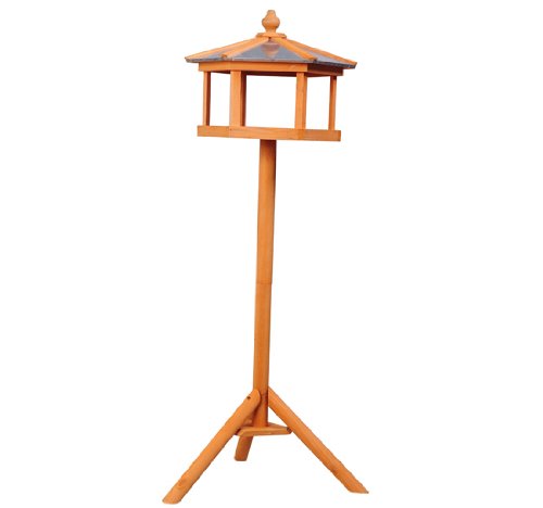 PawHut Deluxe Bird Stand Feeder Table Feeding Station Wooden Garden Wood Coop Parrot Stand 113cm High New