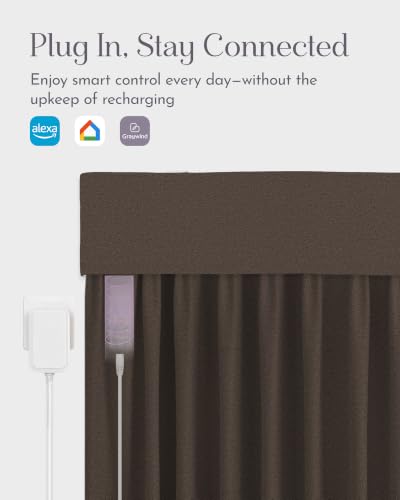 Image of Graywind Motorized Curtains with Track, Room Darkening Smart Curtains, Hardwired Curtains Works with Alexa Google Home Remote Control for Large Windows, Custom Drapes Up to 207 inch, Echo (Chocolate)