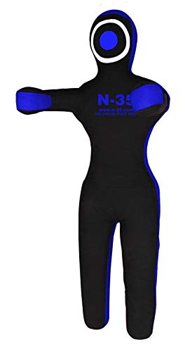 N-35 Poupée de boxe factice - À suspendre et debout - Pour judo, boxe - Anneaux, MMA, grappling, entraînement - Non remplie - Bleu - 150 cm Cover