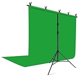 YAYOYA 背景スタンド 200x200cm グリーンバック 180x280cm 背景布 撮影 フルセット 高さ調整可能 厚地 グリーンバック スタンド 撮影用背景シート 強力クリップ付き クロマキー テレビ会議 web会議 zoomバーチャル背景 写真スタジオなどに適用