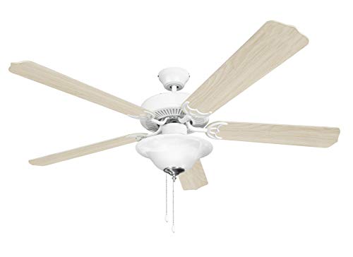 Creative Product Hyperikon 52 Inch Ceiling Fan, 60W, Remote Control and Pull Chain, White Body, 5 Blades, Frosted Dome Light E12 Screwbase, Birch Creative Product Hyperikon 52 Inch Ceiling Fan, 60W, Remote Control and Pull Chain, White Body, 5 Blades, Frosted Dome Light E12 Screwbase, Birch