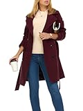 Steve Madden Trench Coat for Women – Double-Breasted Long Winter Faux Wool Coat