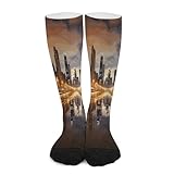 FekiLoot Chicago Compression Socks Cozy Soft Support Socks Fashion Breathable Knee High Tube Socks for Adult