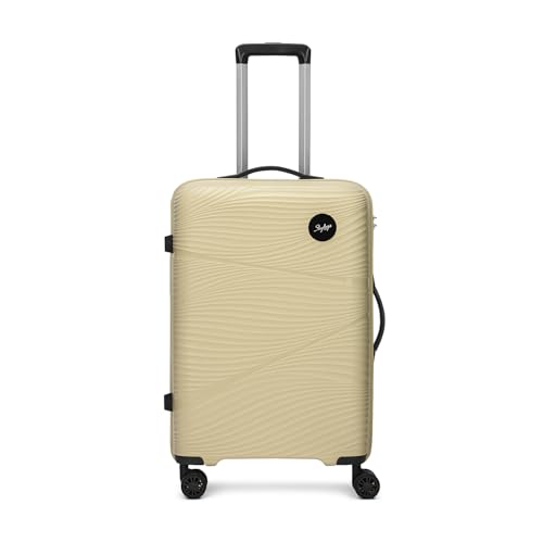 Image of Skybags Swirl Check-in Trolley Bag 65cm | Medium Hard Luggage | 8 Wheels Suitcase for Travel | 3-Digit Combination Lock with Anti-Theft Zipper | Polypropylene | 3 Years Warranty - Unisex (Beige)