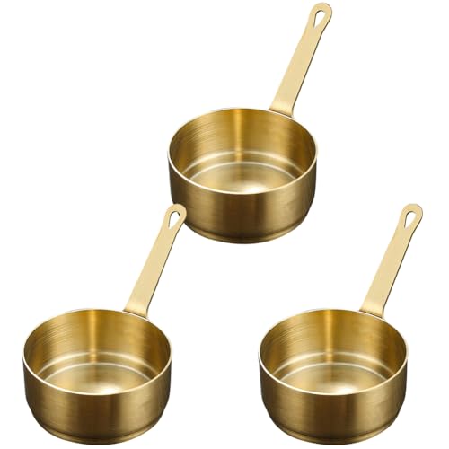 ソースカップ 醤油皿 304ステンレス鋼 酢皿 調味料皿 漬物皿 揚げ物皿 小鉢 ?柄 3個入 食器 電子レンジ キッチン用品 飲食店用 家庭用 (ゴールド, 口径7cm)