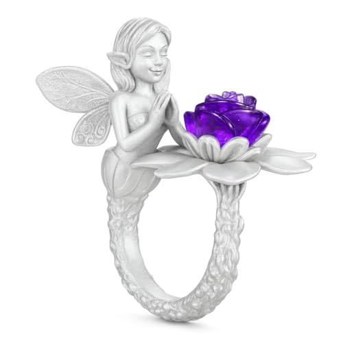 Bague améthyste sculptée main en argent 925 sterling d'exception