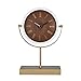 HomeRoots MDF Metal Clock Component Leather Golden Brown Faux Leather Table or Desk Clock