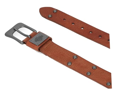 Harley-Davidson Men's Western Dome Studded Genuine Leather Belt - Brown2