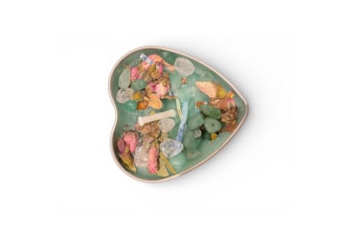The Heart of Zen Abundance Candle Crystal Infused with Green Aventurine and Clear Quartz Crystals. Presented in a Heart Shaped Container and Gift Boxed.