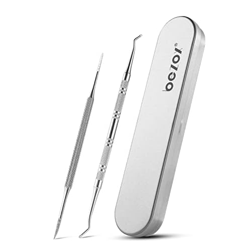 BEZOX Lima(13.4cm) y Elevador(16.5cm) de Uñas Encarnadas - Gancho Excavador para Pies Herramienta de Tratamiento Preferida por Podólogos - Acero Inoxidable Limpiado