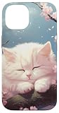 Cute Sleeping Cat In Cherry Blossom Anime Kawaii Kitten Cat Case for iPhone 14