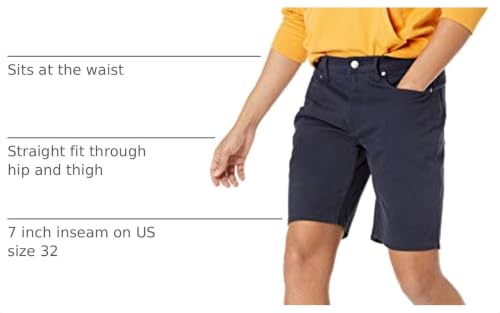 Amazon Essentials Men's Straight-Fit 7" Inseam Stretch 5-Pocket Twill Shorts, Midnight Blue, 36 - image 4