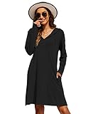Wildtrest Women's Petite Activewear Dresses UPF 50+ Long Sleeve Shirts Seacoast Swim Cover-Up Dress(Black, L)