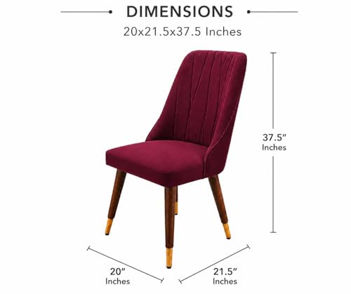 Image of WOODEN SPACE 6-Seater Wooden Dining Table Set | Nano Composite Marble Top | Solid Wood Base | Modern Dining Room Furniture with 6 Chairs (Maroon Frontline)