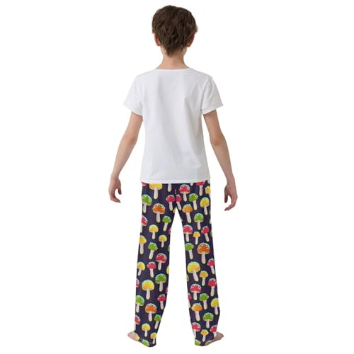 ZZXXB Colorful Mushroom Boys Long Pants Soft Trousers Elastic Waist Kids Lounge Bottoms with Pockets S-XL3