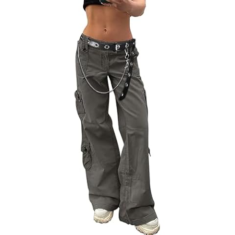 DINGJIUYAN Y2k Multi Pocket Baggy Jeans Cover
