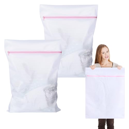 2 Stück Wäschenetz Groß, überdimensioniert Wäschebeutel 60 x 80 cm, XXL Wäschenetz mit Reißverschluß für Waschmaschine,Waschsack & Wäschebeutel für Vorhänge, Mäntel, Daunenjacken, Teppiche, Badetuch