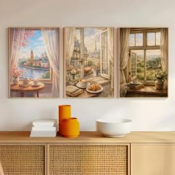 Lienzo de balcón y rosas de Londres de 70x100cm, solución para paredes vacías en salas de estar