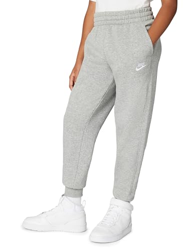 Nike Calça jogger masculina NSW Club Fleece LBR (crianças pequenas/crianças grandes), Cinza mesclado/base cinza/branco, G