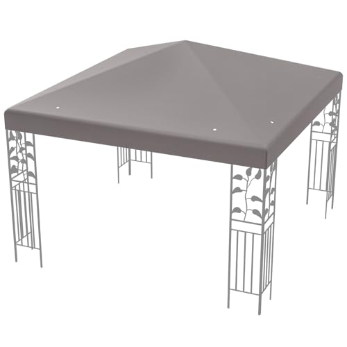 GOPLUS Toile de Rechange pour Tonnelle 3x3m, Toit de Remplacement Pliable pour Pavillon de Jardin, Auvent de Rechange Imperméable en Polyester (Gris)