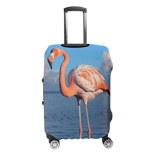 Flamingo in Water Ripple Printed Luggage Cover Protector, Fits 18-32 Inch Luggage4