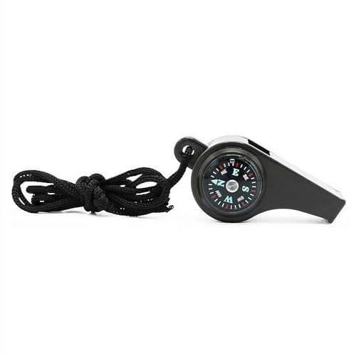 Silbato de supervivencia de emergencia, silbato de emergencia 3 en 1 con termómetro, herramienta multifuncional para exteriores, silbato de seguridad con cordón, ideal para senderismo, camping