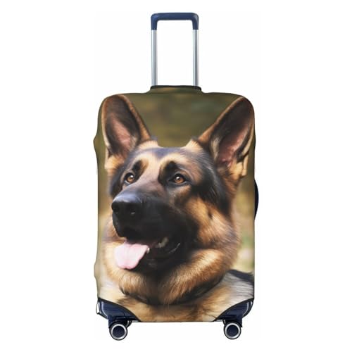 Travel Luggage Cover Elastic Anti-Scratch Suitcase Protector Washable Travel Suitcase Cover Animal German Shepherd Luggage Protector Fits 18-32 Inch Suitcase