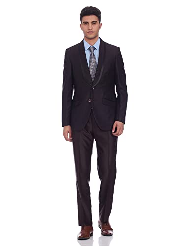 Image of Raymond Cotton Blend Men's Full Sleeve Contemporary FIT Dark Brown Formal Suit