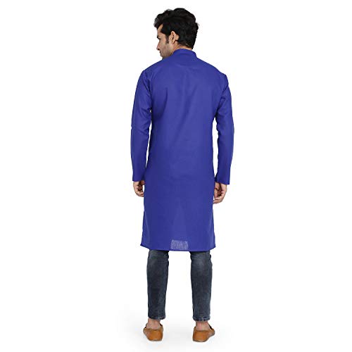 Kurta homme bleu le pyjama indien ample anti-transpiration - 4