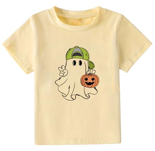 Boys Girls Halloween Shirts Toddler Short Sleeve Monster Truck Boo Ghost Dino Pumpkin Tee Tops T-Shirts 2-7 Years
