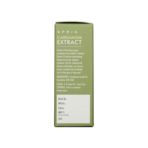 Image of Sprig Cardamom Extract | Natural Elaichi Extract for Food & Beverages | For Tea, Cooking & Baking | Rich Flavour & Aroma | Leak-proof squeezy dropper bottle (5ML)