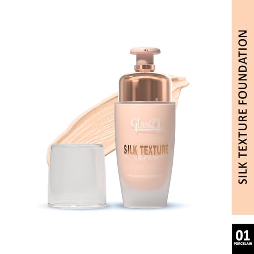 Image of Glam21 Silk Foundation-Lightweight Hydrating Oil-free Formula for Long-lasting Makeup | Balance Skin pH Level | SPF35 UV Protection | Suitable for All Skin Type| 50gm,Porcelain