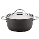 Anolon Nouvelle Copper Hard-Anodized Nonstick Covered Dutch Oven, 5-Quart, Dark Gray