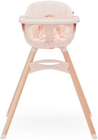 Lalo The Chair Convertible 3-in-1 High Chair - Wooden High Chair for Babies and Toddlers, Baby High Chair with Dishwasher Safe Tray, Adjustable Footrest & Machine Washable Cushion, Grapefruit