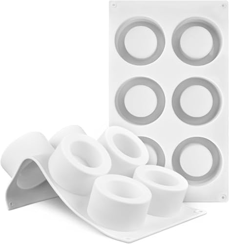 Image of UG LAND INDIA 6 Cavity Cylinder Jar Shape Silicone Candle Mould Mousse Cake Mold for Making Chocolate Muffin Ice Chocolate Pudding Cup Art Ice Shot Glass Candle, Resin Concrete, Cement PVC