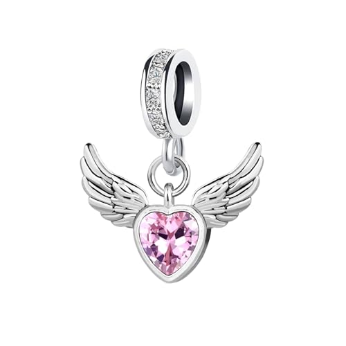 Abalorio de alas de ángel y corazón, el regalo de cumpleaños de cristal perfecto