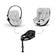 CYBEX Gold Babyschale Cloud G i-Size Comfort, Inkl. Neugeboreneneinlage, Ab Geburt bis ca. 24 Monate, Für Kinder ab 40 cm bis 87 cm, Max. 13 kg, Fog Grey