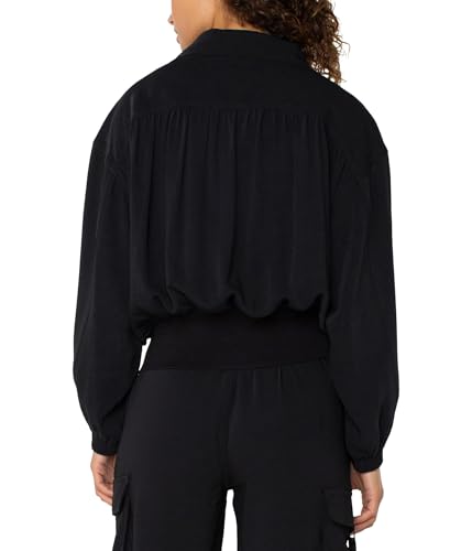 Liverpool Los Angeles Womens Zip Up Dolman Sleeve Matte Sateen Jacket Black Large2