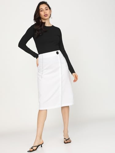 Image of Tokyo Talkies Women's Regular Fit A-Line Skirts | Strachable Skirts| Mid-Rise| Women Skirt | Skirt for Women