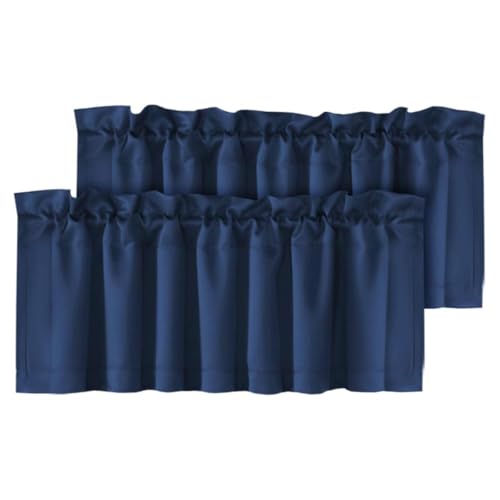 H.VERSAILTEX Blackout Valances for Windows,Navy Blue Short Window Valance Curtains for Living...